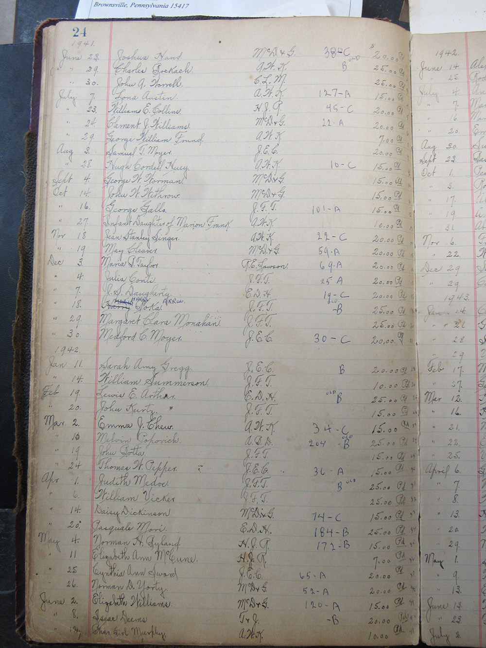 interment listing